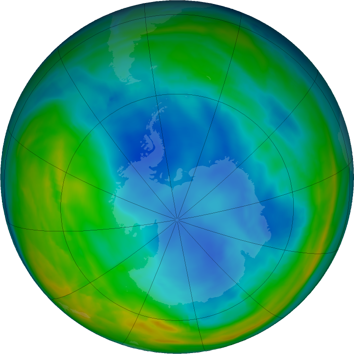 Antarctic ozone map for 10 July 2023